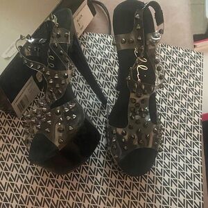 Ellie Black and Silver Studded Heels